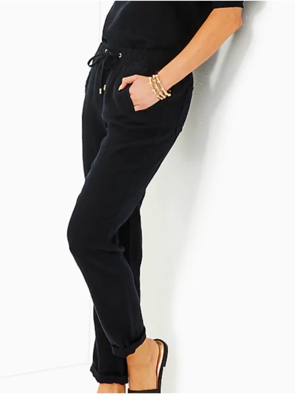 Lilly Pulitzer Black Drawstring Jogger Pants